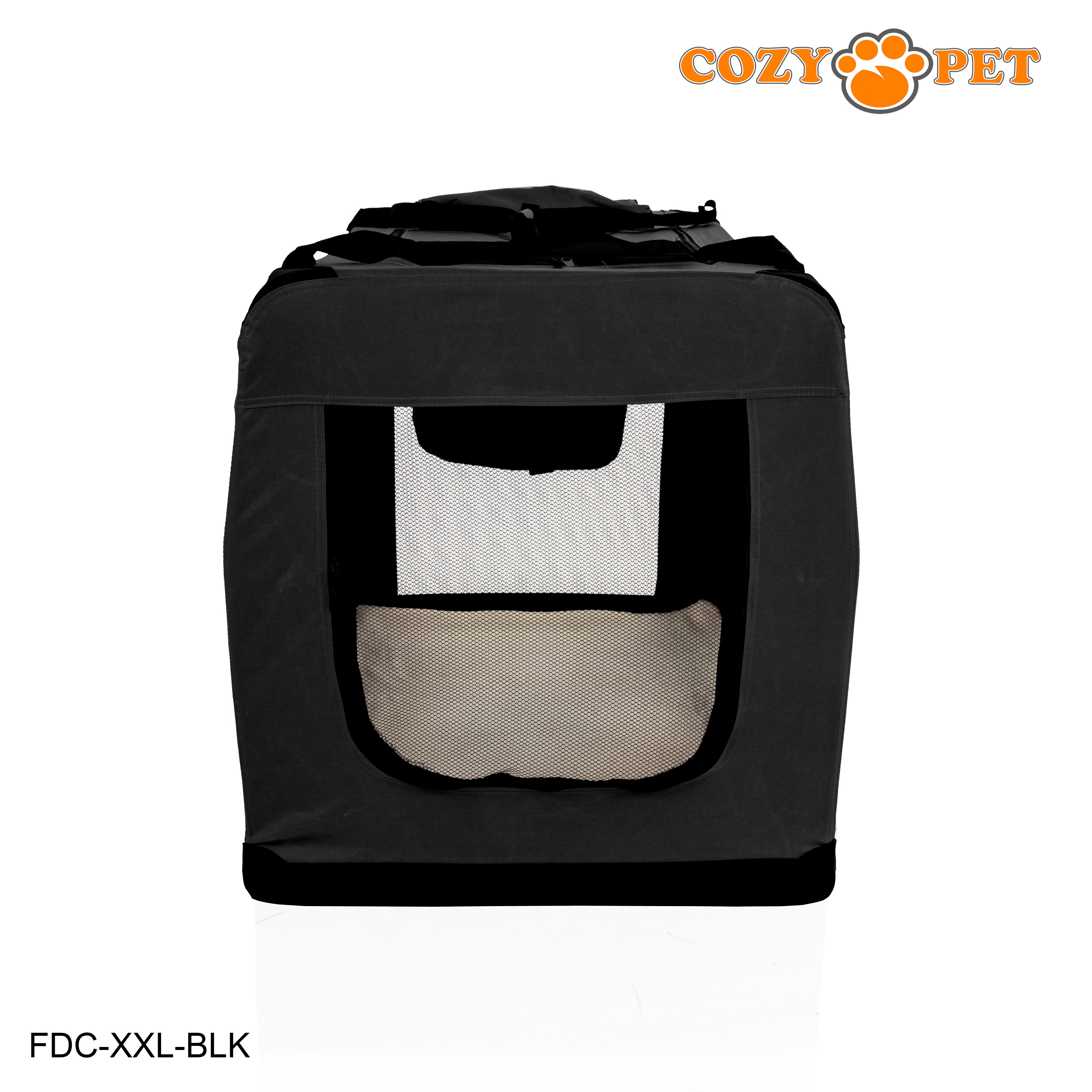 Fabric Dog Crate 101cm Black by Cozy Pet Puppy Carrier Cat Travel Cage Rabbit Model: FDC-XXL-BLK