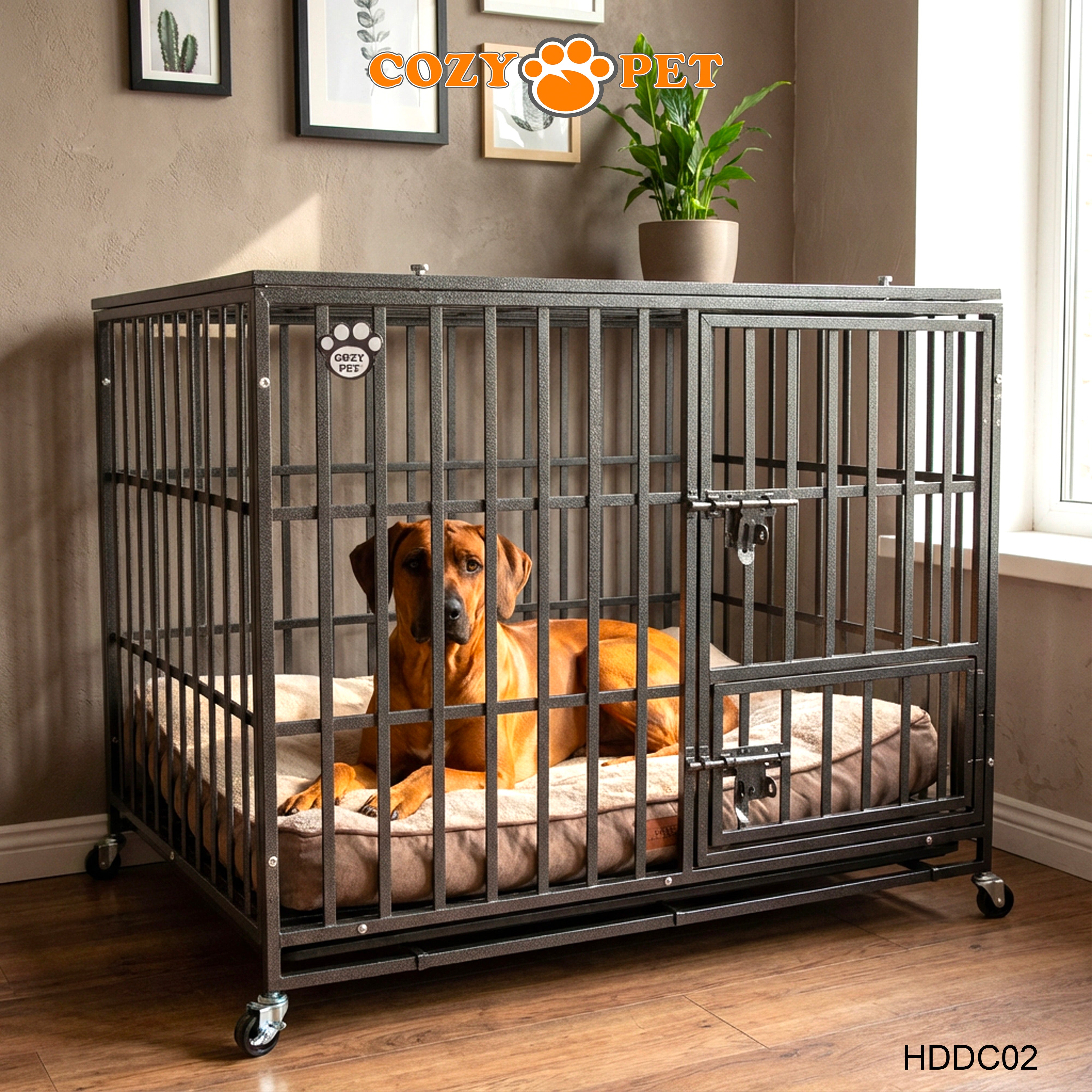 Cozy Pet Heavy Duty Dog Crate 42" L Steel Dog Cage Vet Groomers Commercial Use Kennel HDDC02