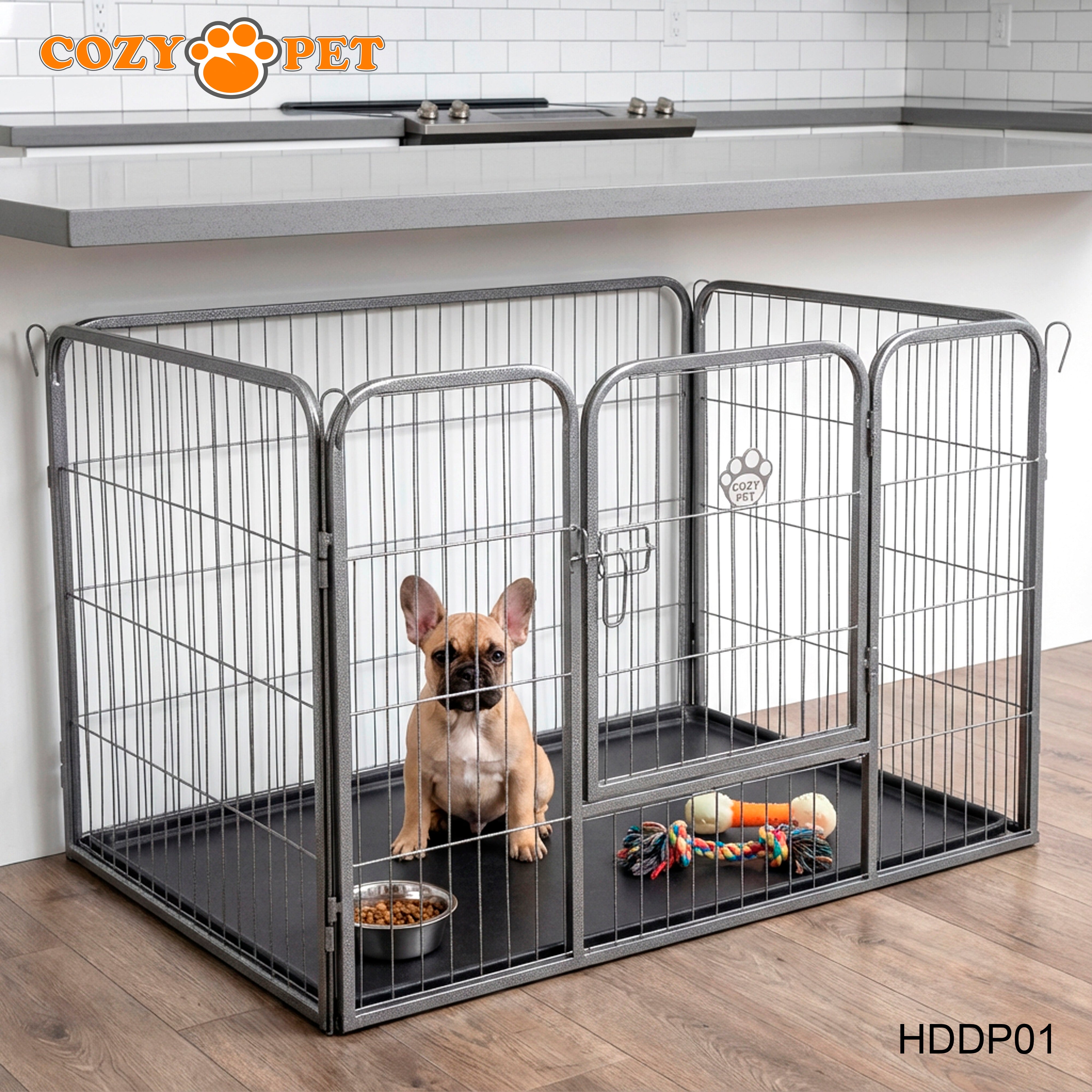 Cozy Pet Heavy Duty Playpen with ABS Tray Dog Crate 61cm Tall Model HDDP01