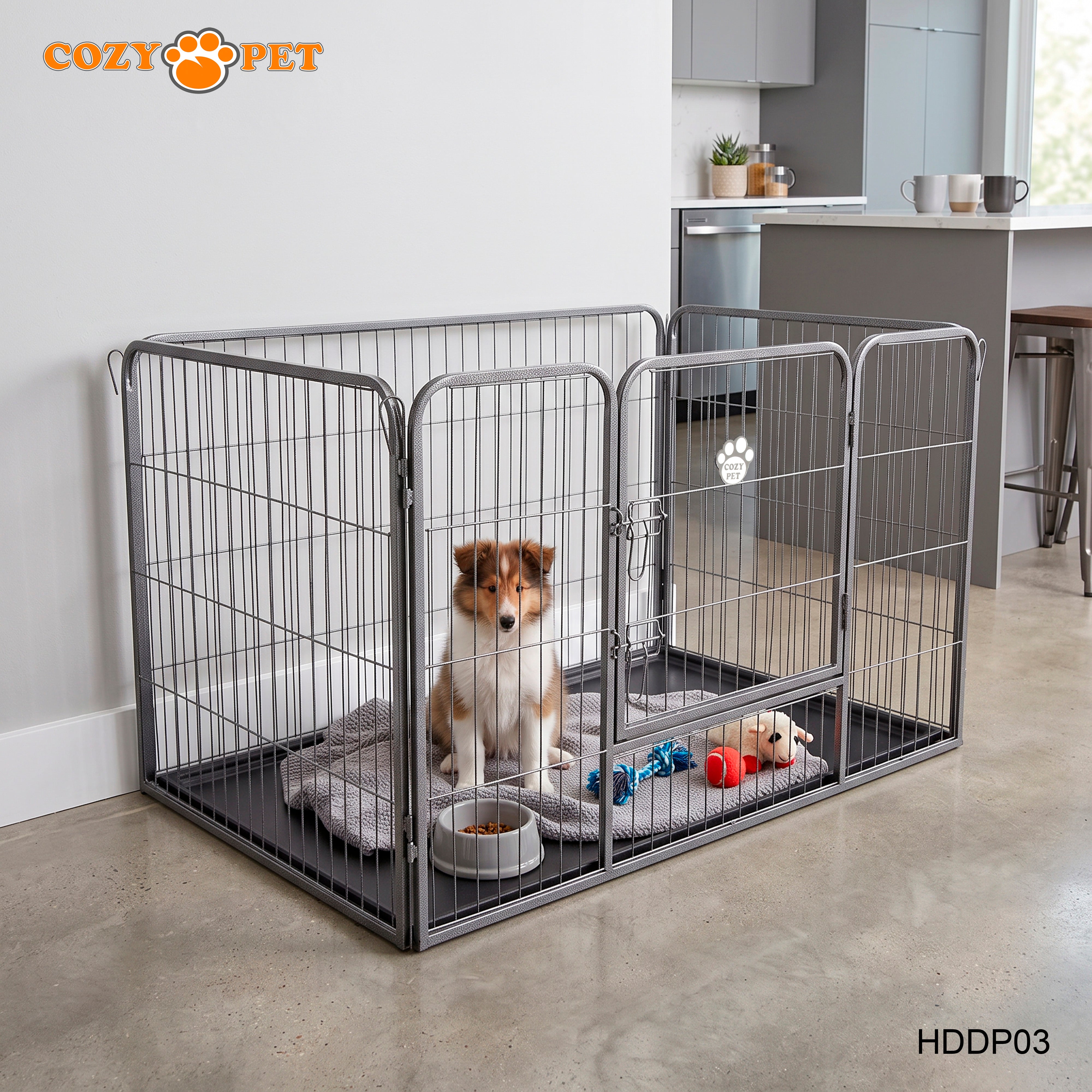 Cozy Pet Heavy Duty Playpen with ABS Tray 75.5cm Tall Puppy Playpen Dog Crate Model HDDP03