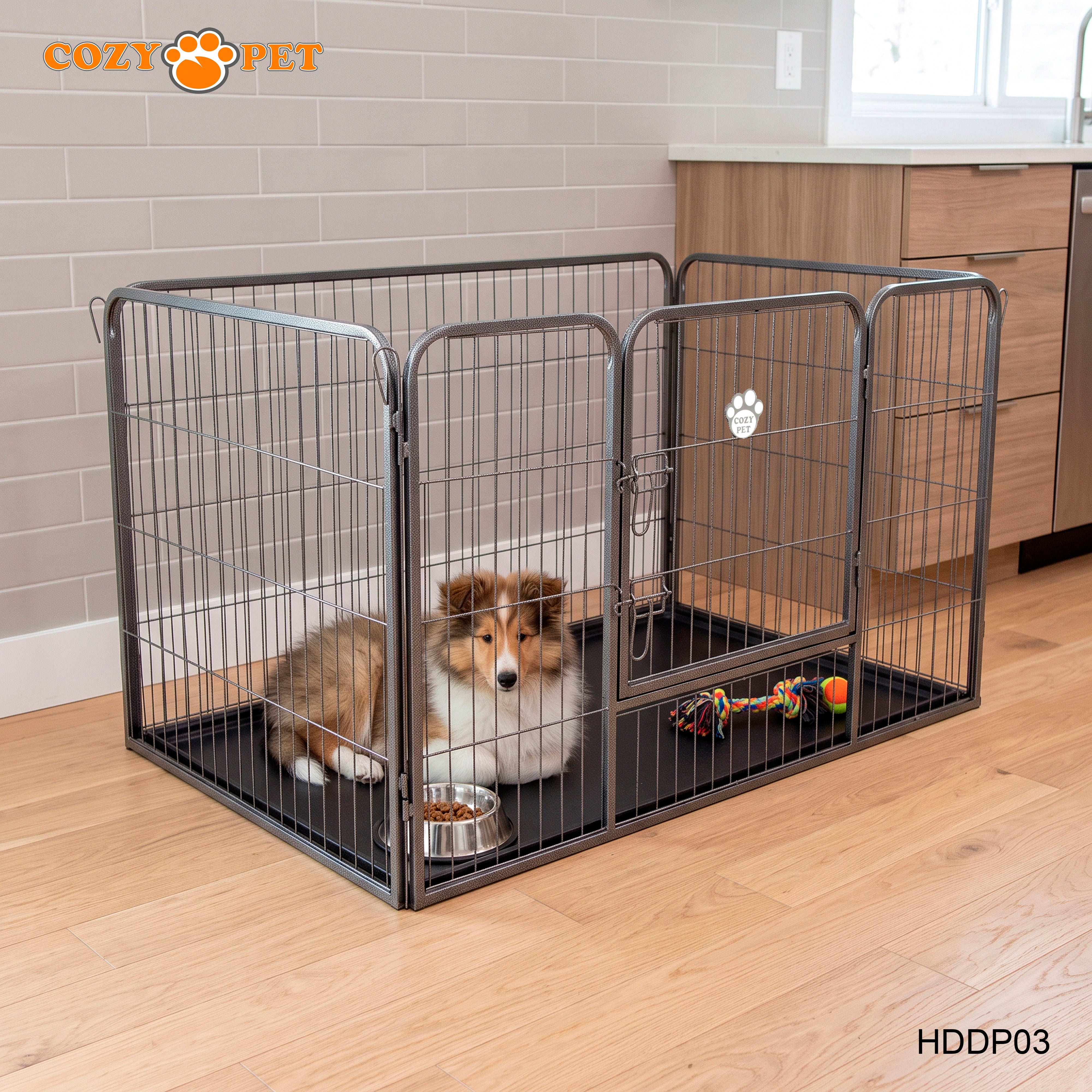 Cozy Pet Heavy Duty Playpen with ABS Tray 75.5cm Tall Puppy Playpen Dog Crate Model HDDP03