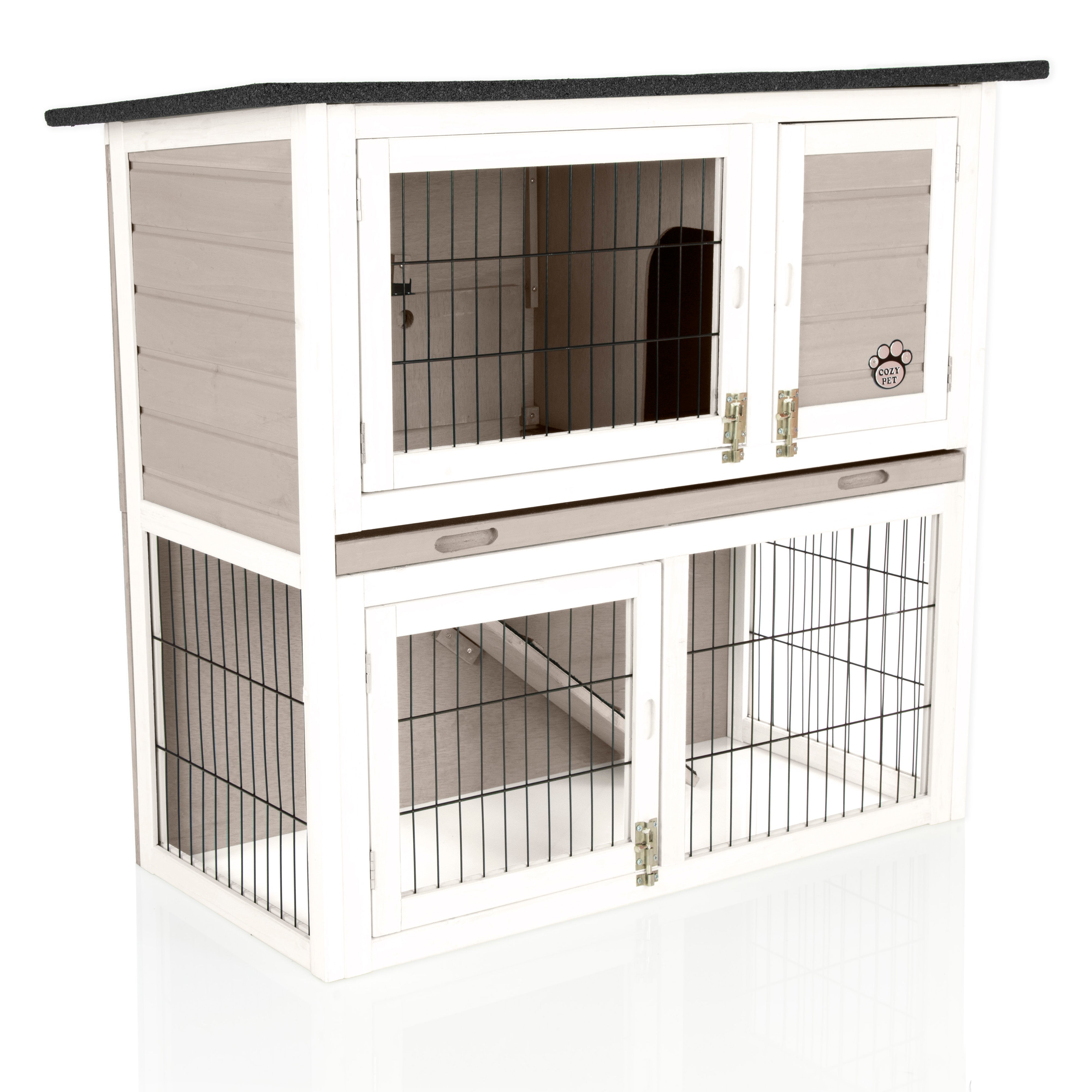 Rabbit Hutch 3ft by Cozy Pet with Cover - Grey - RH03GR + RH03C