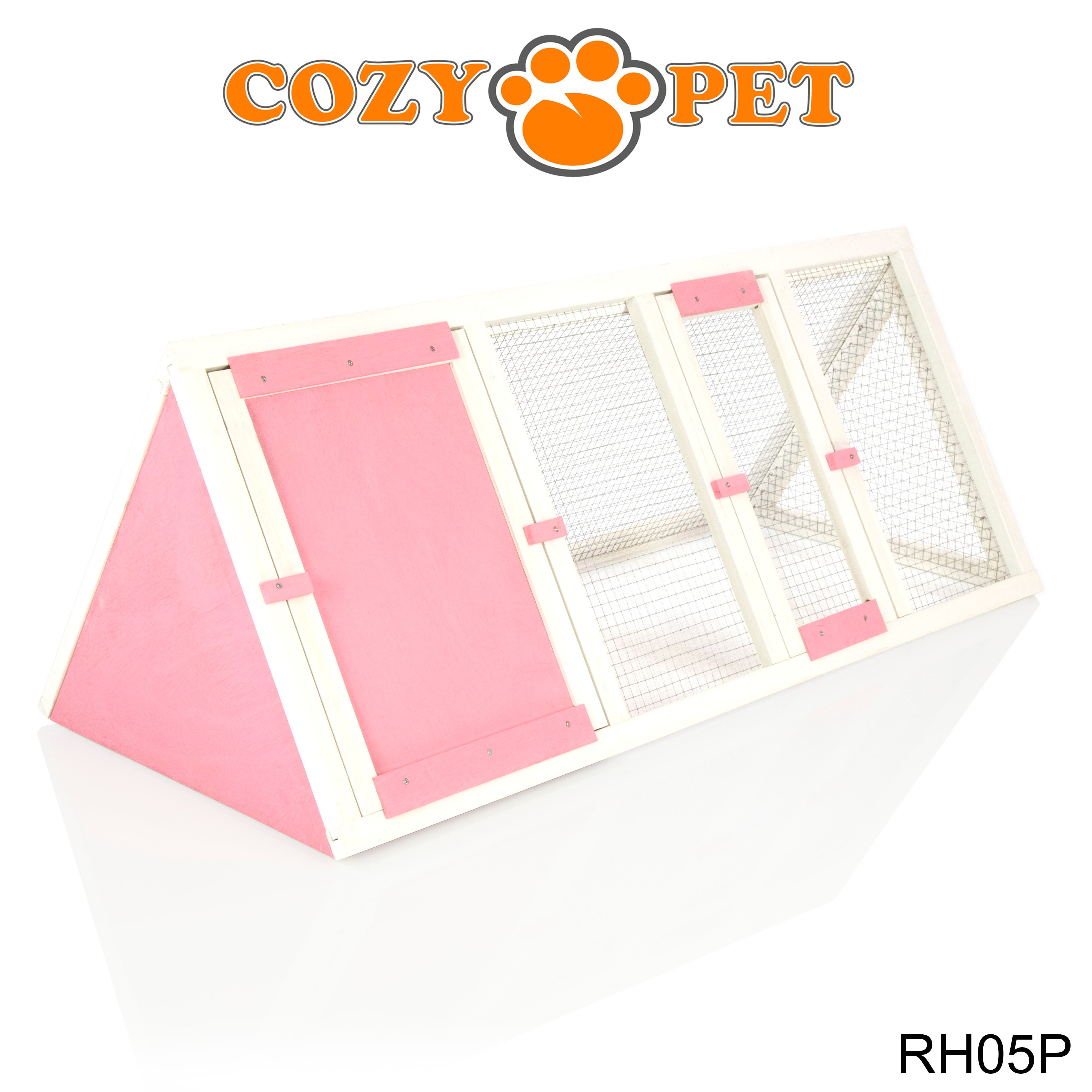 Rabbit Hutch with Run by Cozy Pet Triangular, Tortoise Run, Guinea Pig Hutch - Pink - RH05P