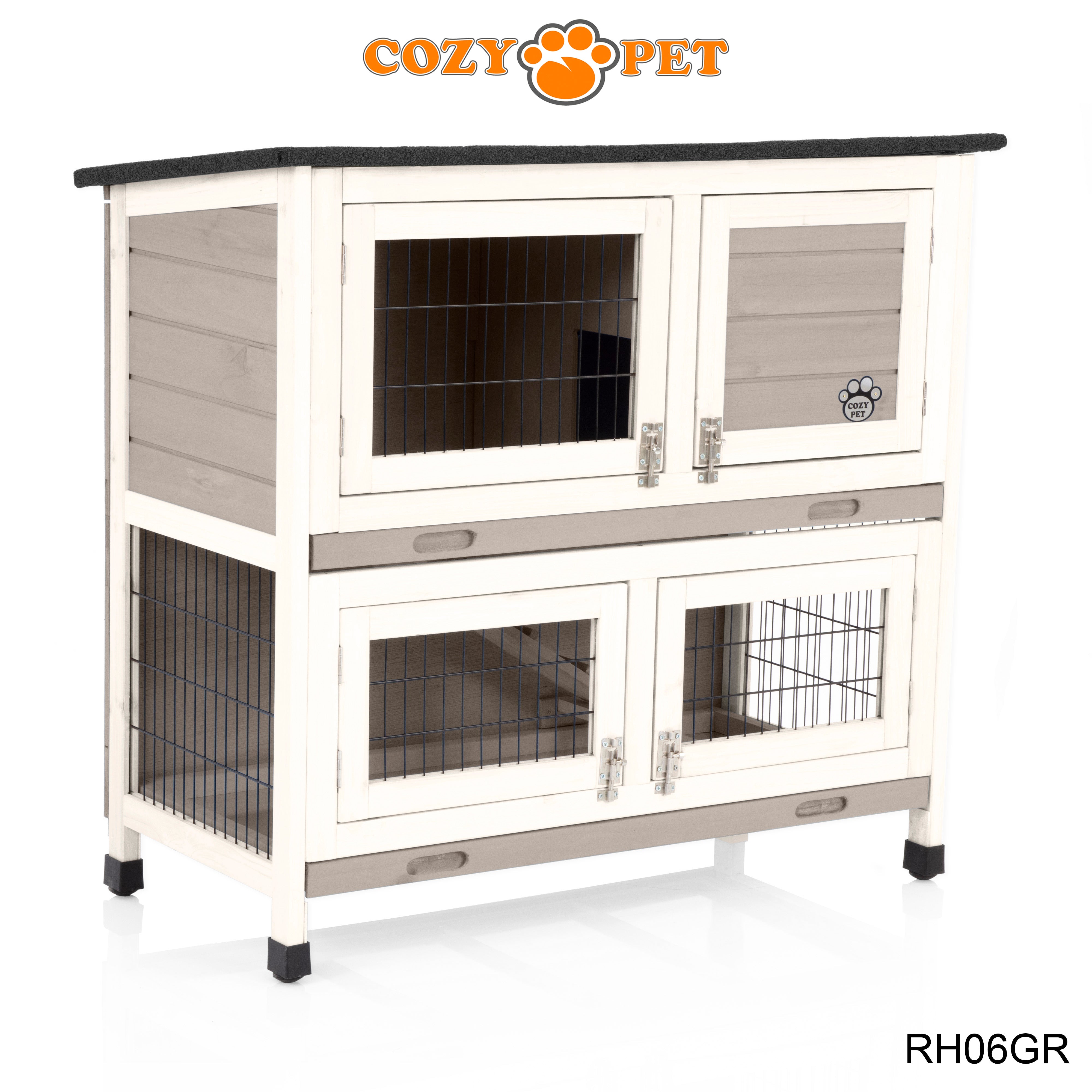 Rabbit Hutch 3ft with Cover by Cozy Pet - Grey - RH06GR + RH06C