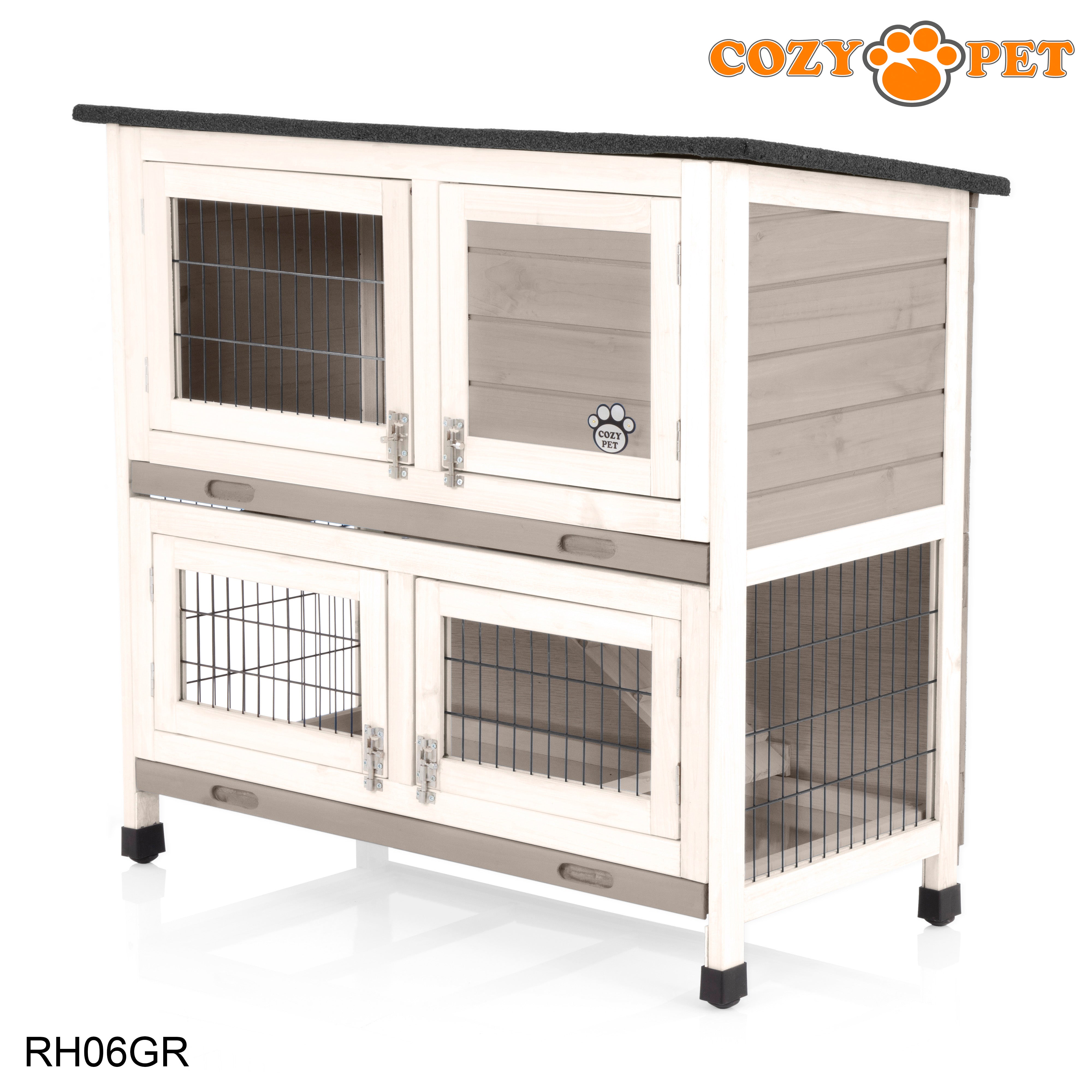 Rabbit Hutch 3ft with Cover by Cozy Pet - Grey - RH06GR + RH06C