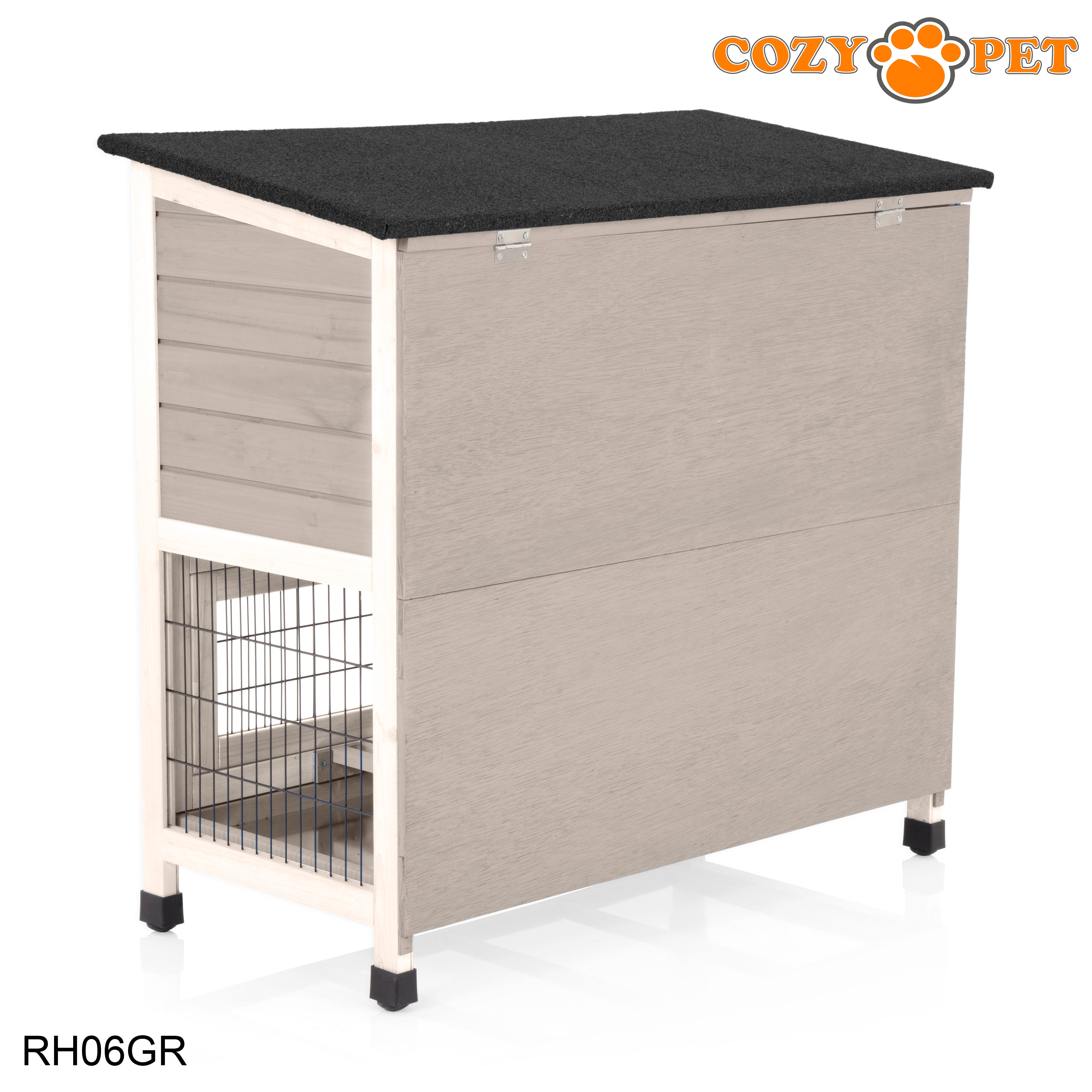 Rabbit Hutch 3ft with Cover by Cozy Pet - Grey - RH06GR + RH06C