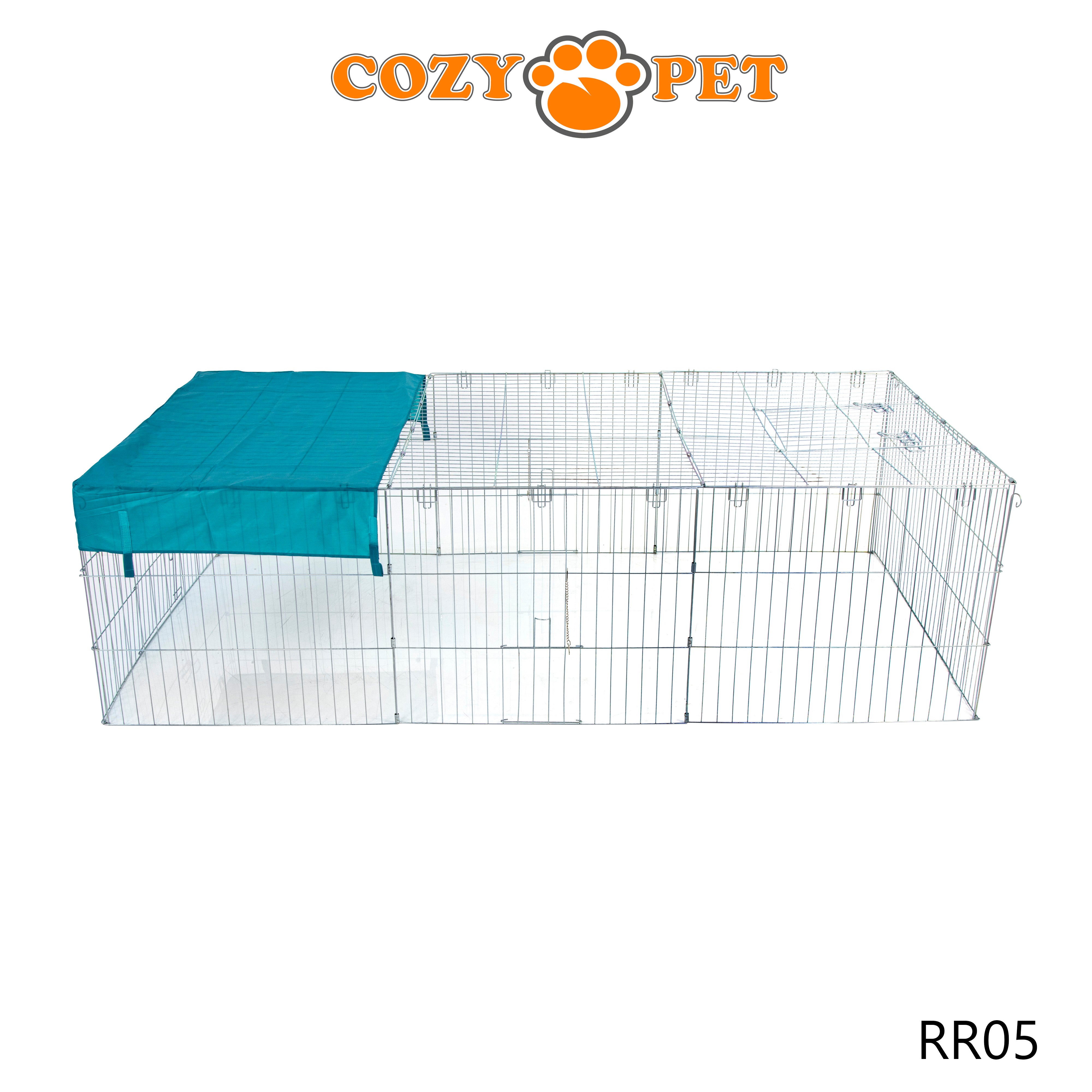 Rabbit Run 2.15m Long with Roof and Sunshade Galvanised Rectangular by Cozy Pet Model RR05