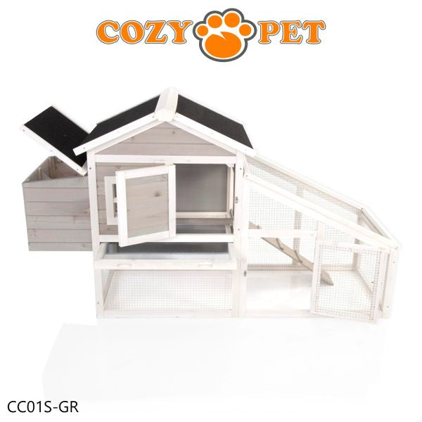 Chicken Coop Hen House by Cozy Pet Rabbit Hutch Grey and White Model CC01S-GR