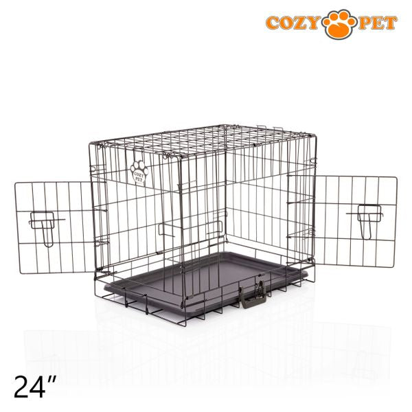 24" Cozy Pet Dog Cage in Black with ABS Tray - DCP24B