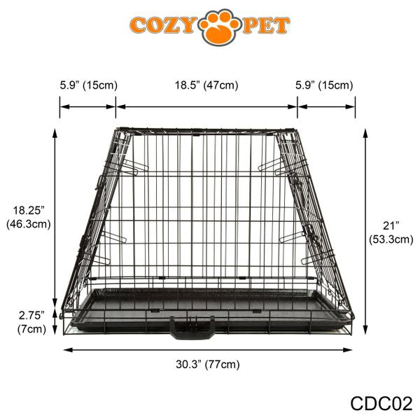 Car Dog Cage by Cozy Pet 30" Travel Puppy Crate Pet Carrier with Vet Bed Transport CDC02 + VB30C
