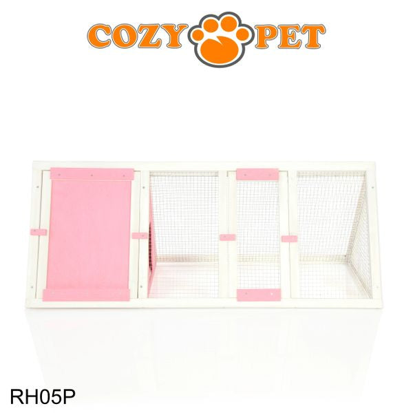 Rabbit Hutch with Run by Cozy Pet Triangular, Tortoise Run, Guinea Pig Hutch - Pink - RH05P