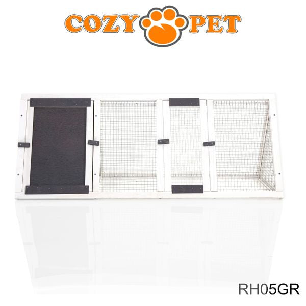 Rabbit Hutch with Run by Cozy Pet Triangular, Tortoise Run, Guinea Pig Hutch - Grey - RH05GR