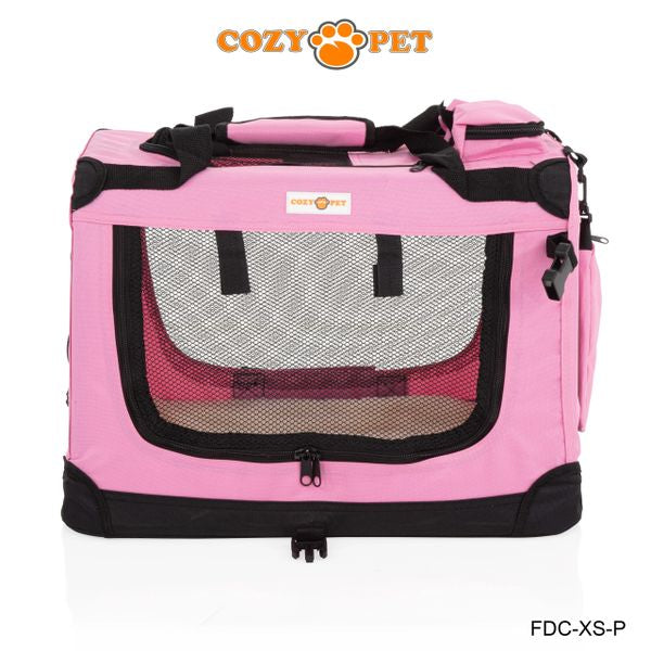 Fabric Dog Crate 50cm Pink by Cozy Pet Puppy Carrier Cat Travel Cage Rabbit Model: FDC-XS-P
