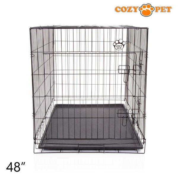 48" Cozy Pet Dog Cage in Black with ABS Tray - DCP48B