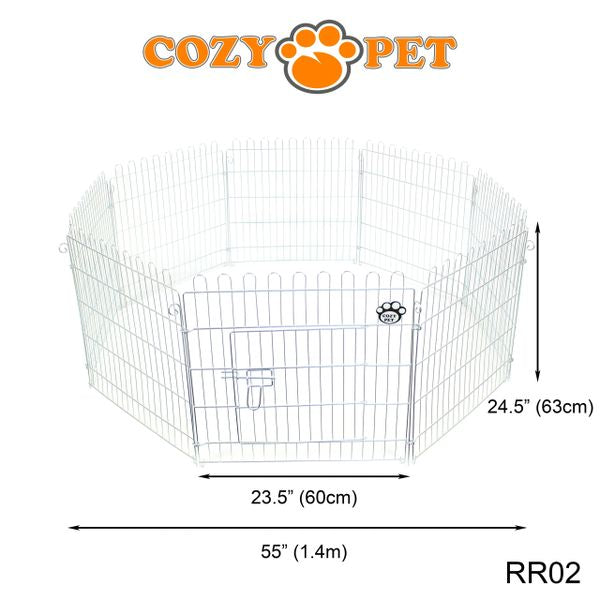Rabbit Run 8 Panel Galvanised Playpen with Sunshade by Cozy Pet Model RR02 - RET - Customer Return 35% Discount.