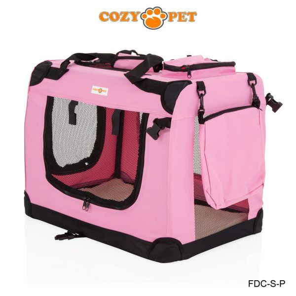 Fabric Dog Crate 60cm Pink by Cozy Pet Puppy Carrier Cat Travel Cage Rabbit Model: FDC-S-P