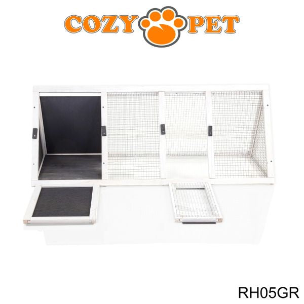 Rabbit Hutch with Run by Cozy Pet Triangular, Tortoise Run, Guinea Pig Hutch - Grey - RH05GR
