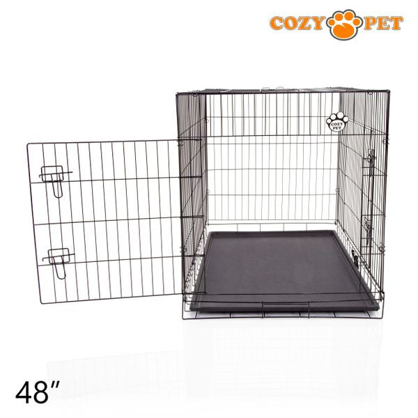 48" Cozy Pet Dog Cage in Black with ABS Tray - DCP48B