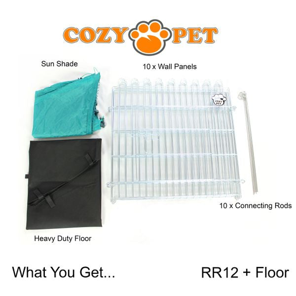 Rabbit Run 10 Panel Playpen with Sunshade and Floor by Cozy Pet Model RR12 + Floor