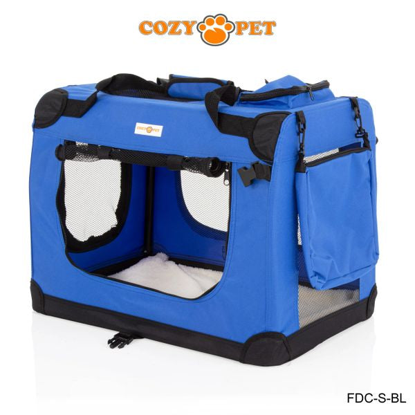 Fabric Dog Crate 60cm Blue by Cozy Pet Puppy Carrier Cat Travel Cage Rabbit Model: FDC-S-BL
