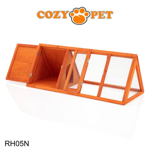 Rabbit Hutch with Run by Cozy Pet Triangular, Tortoise Run, Guinea Pig Hutch - Natural - RH05N