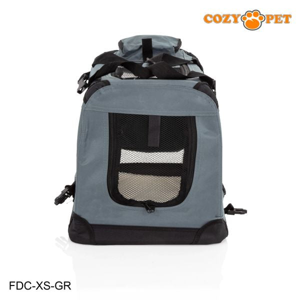 Fabric Dog Crate 50cm Grey by Cozy Pet Puppy Carrier Cat Travel Cage Rabbit Model: FDC-XS-GR