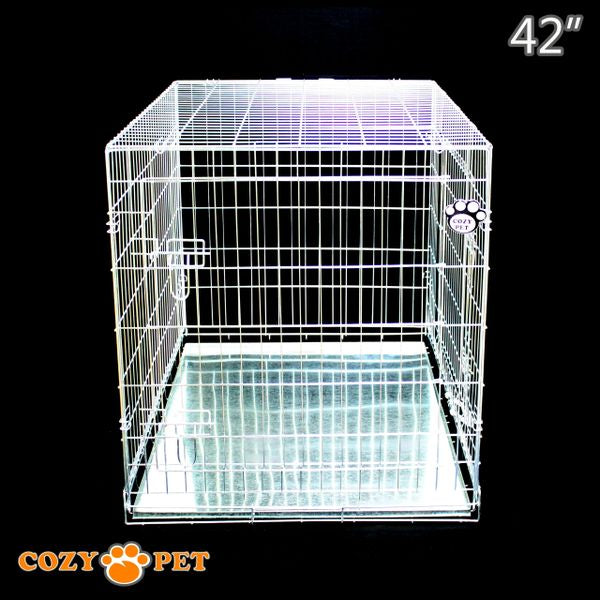 42" Cozy Pet Dog Cage in Silver (Zinc Coated) with Metal Tray - DC42S
