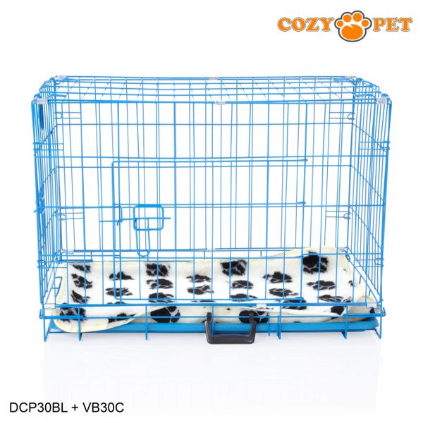 30" Cozy Pet Dog Cage in Blue with ABS Tray and Vet Bed - DCP30BL + VB30C