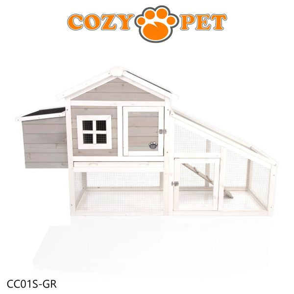 Chicken Coop Hen House by Cozy Pet Rabbit Hutch Grey and White Model CC01S-GR