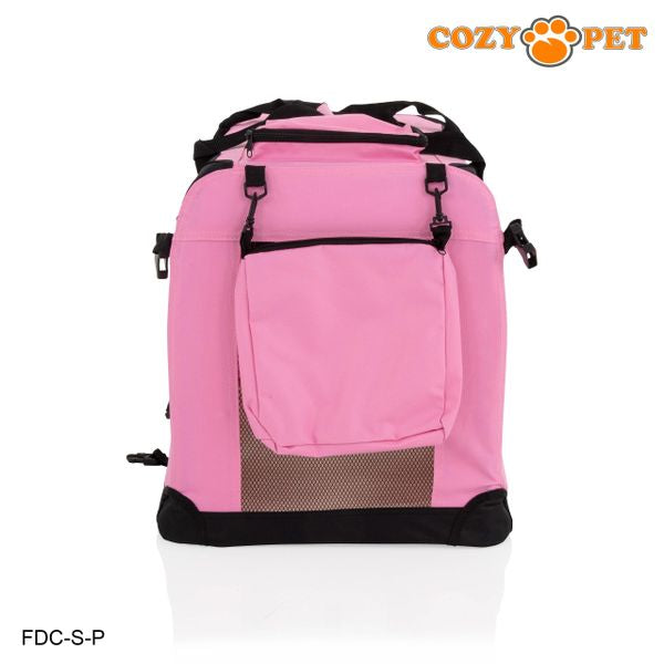 Fabric Dog Crate 60cm Pink by Cozy Pet Puppy Carrier Cat Travel Cage Rabbit Model: FDC-S-P