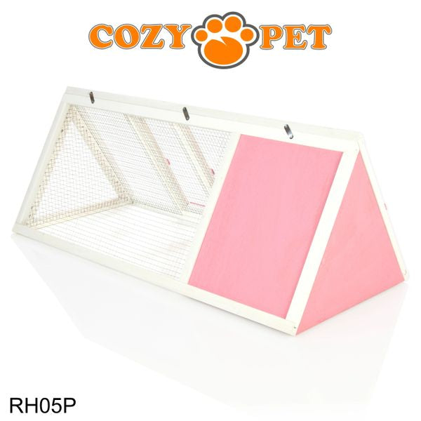 Rabbit Hutch with Run by Cozy Pet Triangular, Tortoise Run, Guinea Pig Hutch - Pink - RH05P