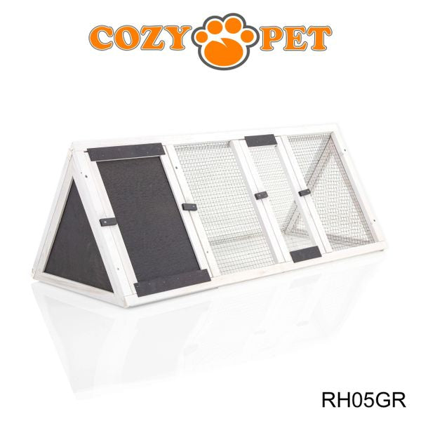 Rabbit Hutch with Run by Cozy Pet Triangular, Tortoise Run, Guinea Pig Hutch - Grey - RH05GR