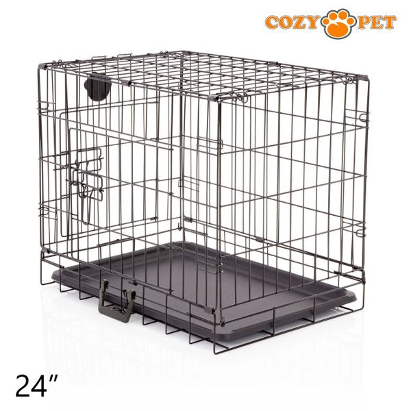24" Cozy Pet Dog Cage in Black with ABS Tray - DCP24B