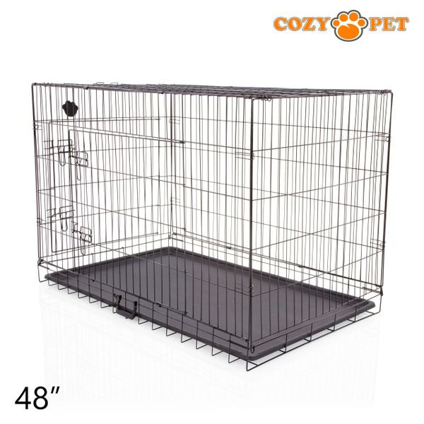 48" Cozy Pet Dog Cage in Black with ABS Tray - DCP48B