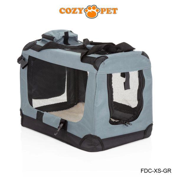 Fabric Dog Crate 50cm Grey by Cozy Pet Puppy Carrier Cat Travel Cage Rabbit Model: FDC-XS-GR