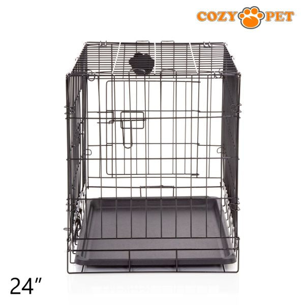 24" Cozy Pet Dog Cage in Black with ABS Tray - DCP24B