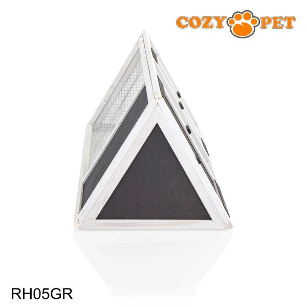 Rabbit Hutch with Run by Cozy Pet Triangular, Tortoise Run, Guinea Pig Hutch - Grey - RH05GR