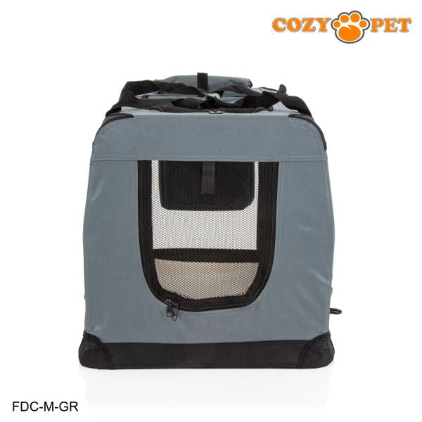 Fabric Dog Crate 70cm Grey by Cozy Pet Puppy Carrier Cat Travel Cage Rabbit Model: FDC-M-GR
