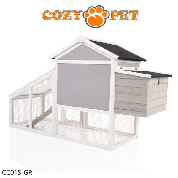 Chicken Coop Hen House by Cozy Pet Rabbit Hutch Grey and White Model CC01S-GR
