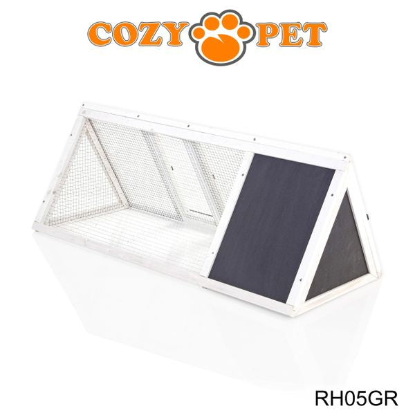 Rabbit Hutch with Run by Cozy Pet Triangular, Tortoise Run, Guinea Pig Hutch - Grey - RH05GR