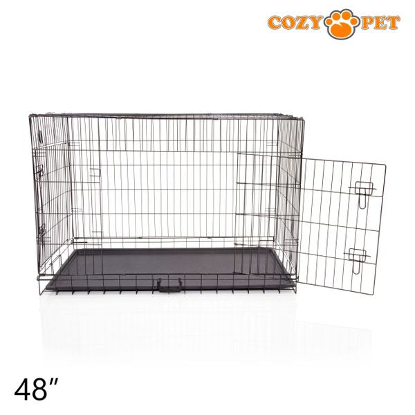 48" Cozy Pet Dog Cage in Black with ABS Tray - DCP48B