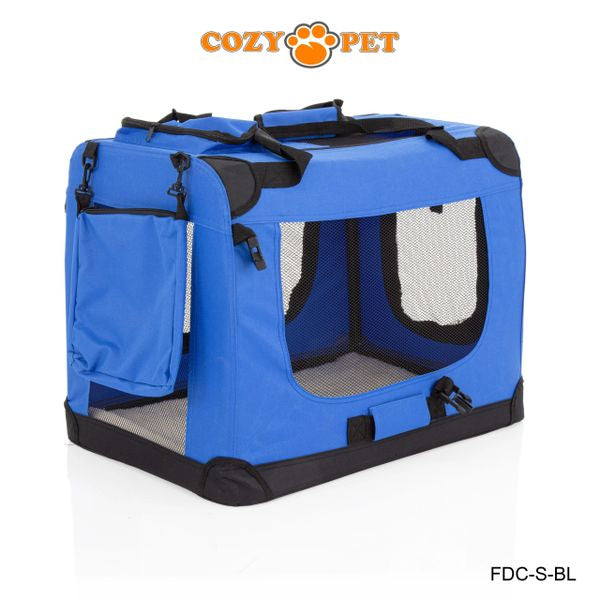 Fabric Dog Crate 60cm Blue by Cozy Pet Puppy Carrier Cat Travel Cage Rabbit Model: FDC-S-BL