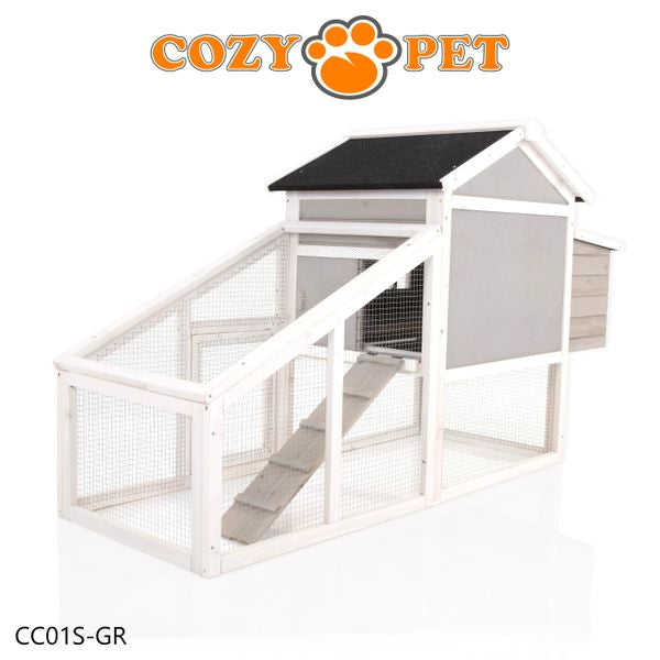 Chicken Coop Hen House by Cozy Pet Rabbit Hutch Grey and White Model CC01S-GR