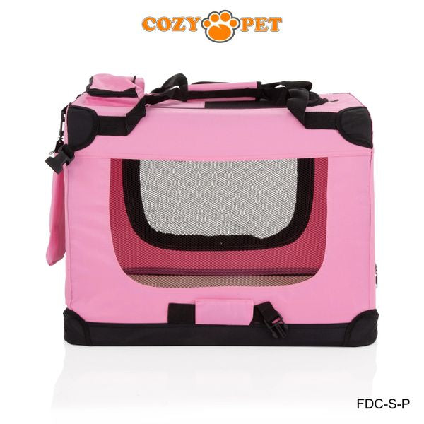 Fabric Dog Crate 60cm Pink by Cozy Pet Puppy Carrier Cat Travel Cage Rabbit Model: FDC-S-P