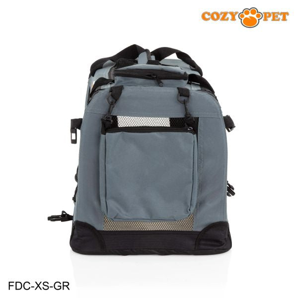 Fabric Dog Crate 50cm Grey by Cozy Pet Puppy Carrier Cat Travel Cage Rabbit Model: FDC-XS-GR