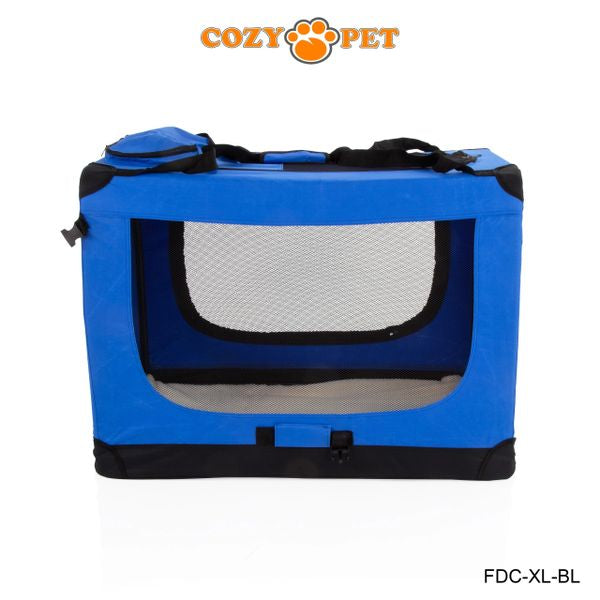 Fabric Dog Crate 90cm Blue by Cozy Pet Puppy Carrier Cat Travel Cage Rabbit Model: FDC-XL-BL