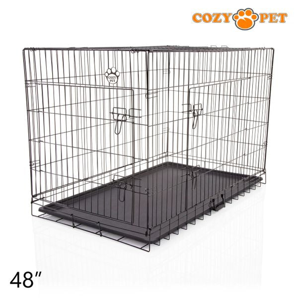 48" Cozy Pet Dog Cage in Black with ABS Tray - DCP48B