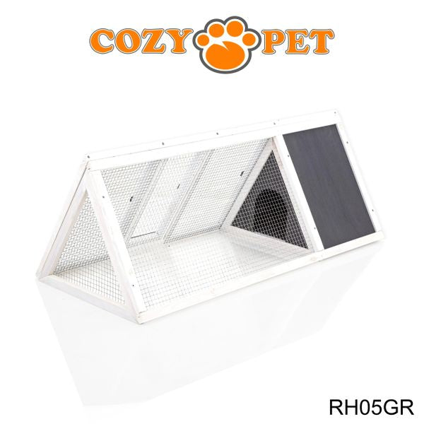 Rabbit Hutch with Run by Cozy Pet Triangular, Tortoise Run, Guinea Pig Hutch - Grey - RH05GR