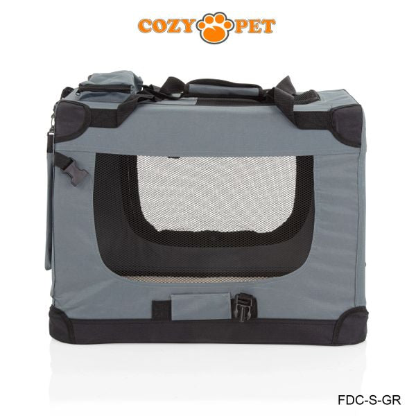 Fabric Dog Crate 60cm Grey by Cozy Pet Puppy Carrier Cat Travel Cage Rabbit Model: FDC-S-GR