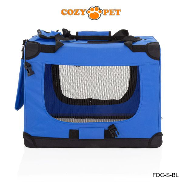 Fabric Dog Crate 60cm Blue by Cozy Pet Puppy Carrier Cat Travel Cage Rabbit Model: FDC-S-BL